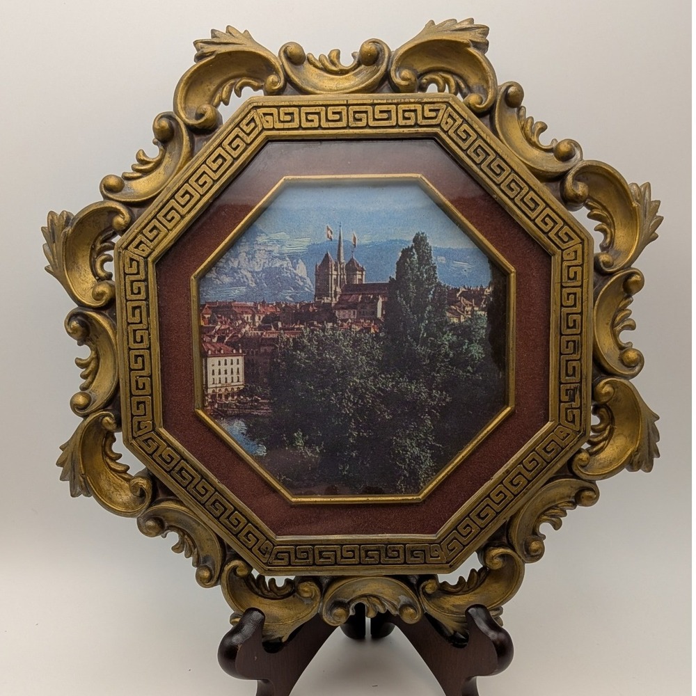 Vintage Norleans Octagon Gold Ornate Frame MCM Rococo, Hollywood Regency Style